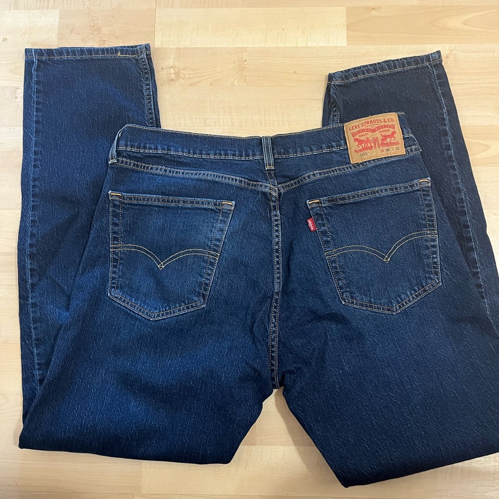 Mens Levi's 505 Relaxed Stretch Jeans Classic Comfort